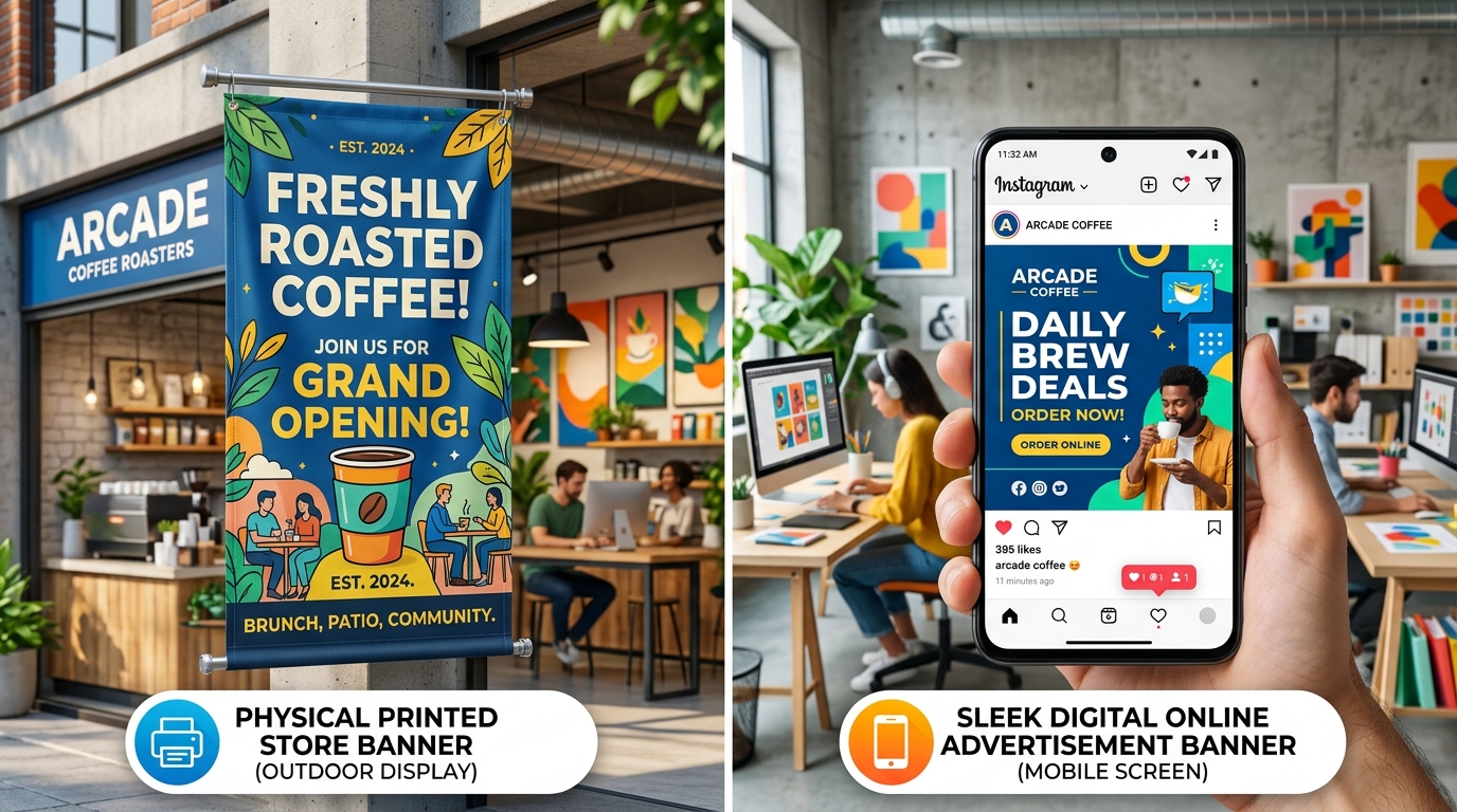 Beda Desain Banner buat Toko Offline vs Iklan Online