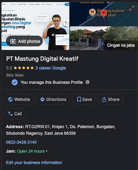 Jasa Pembuatan Google My Business & Google Maps Mastung.id